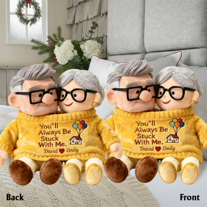 You'll Always Be Stuck With Me - Personalized Couple Shaped Pillow
