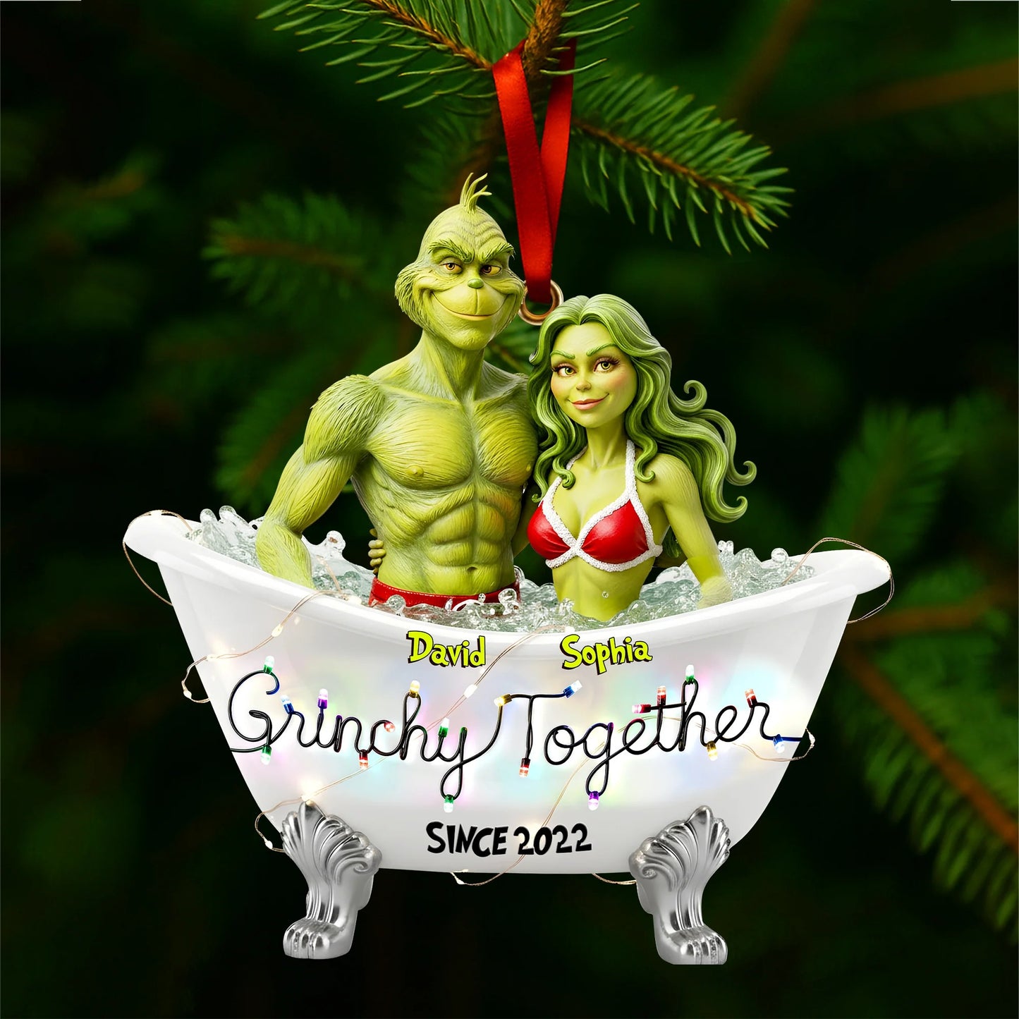 Bathtub Couple - Personalized Gifts For Couple Ornament