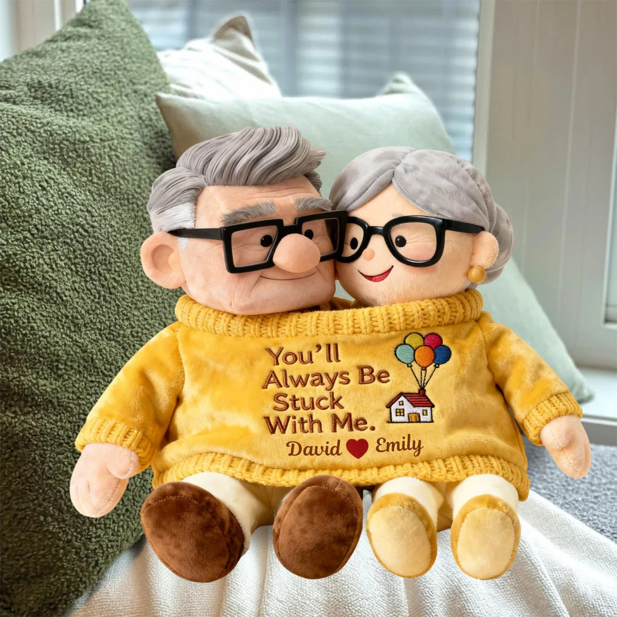 You'll Always Be Stuck With Me - Personalized Couple Shaped Pillow