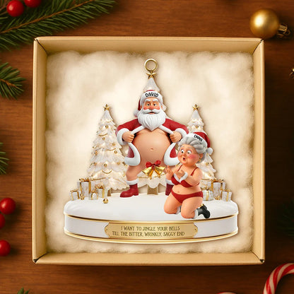 Couple Santa Funny - Personalized Gifts For Couple Ornament