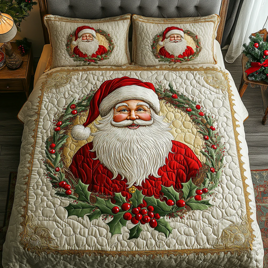 Santa Glow 3-Piece Quilted Bedding Set