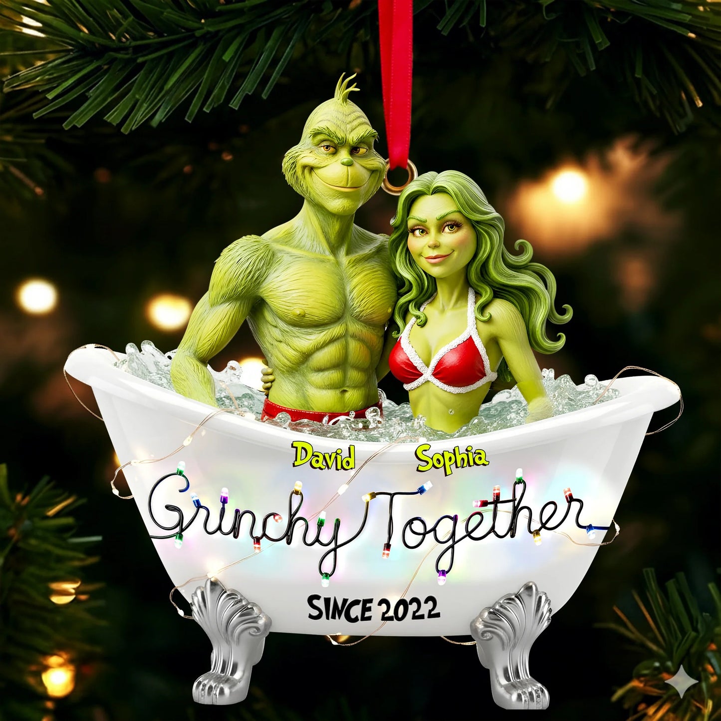 Bathtub Couple - Personalized Gifts For Couple Ornament
