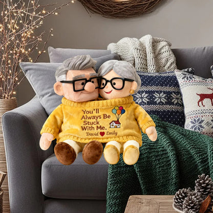 You'll Always Be Stuck With Me - Personalized Couple Shaped Pillow