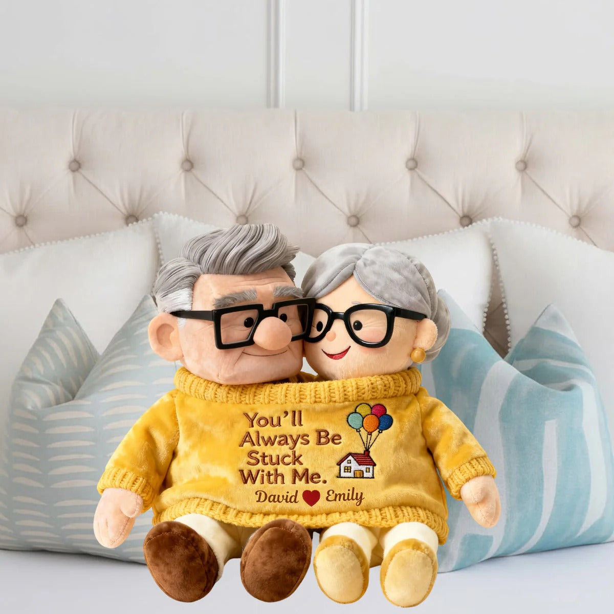 You'll Always Be Stuck With Me - Personalized Couple Shaped Pillow