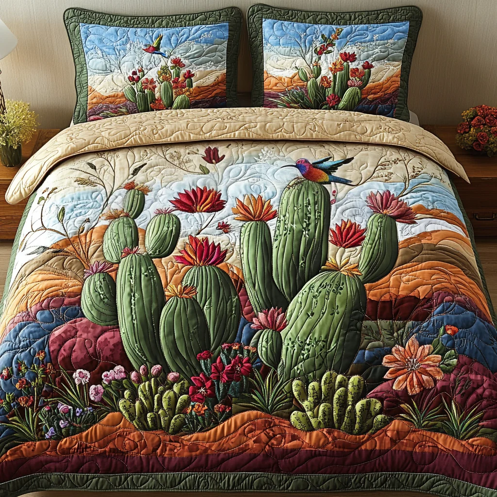 Cactus Haven Quilted Bedding Set