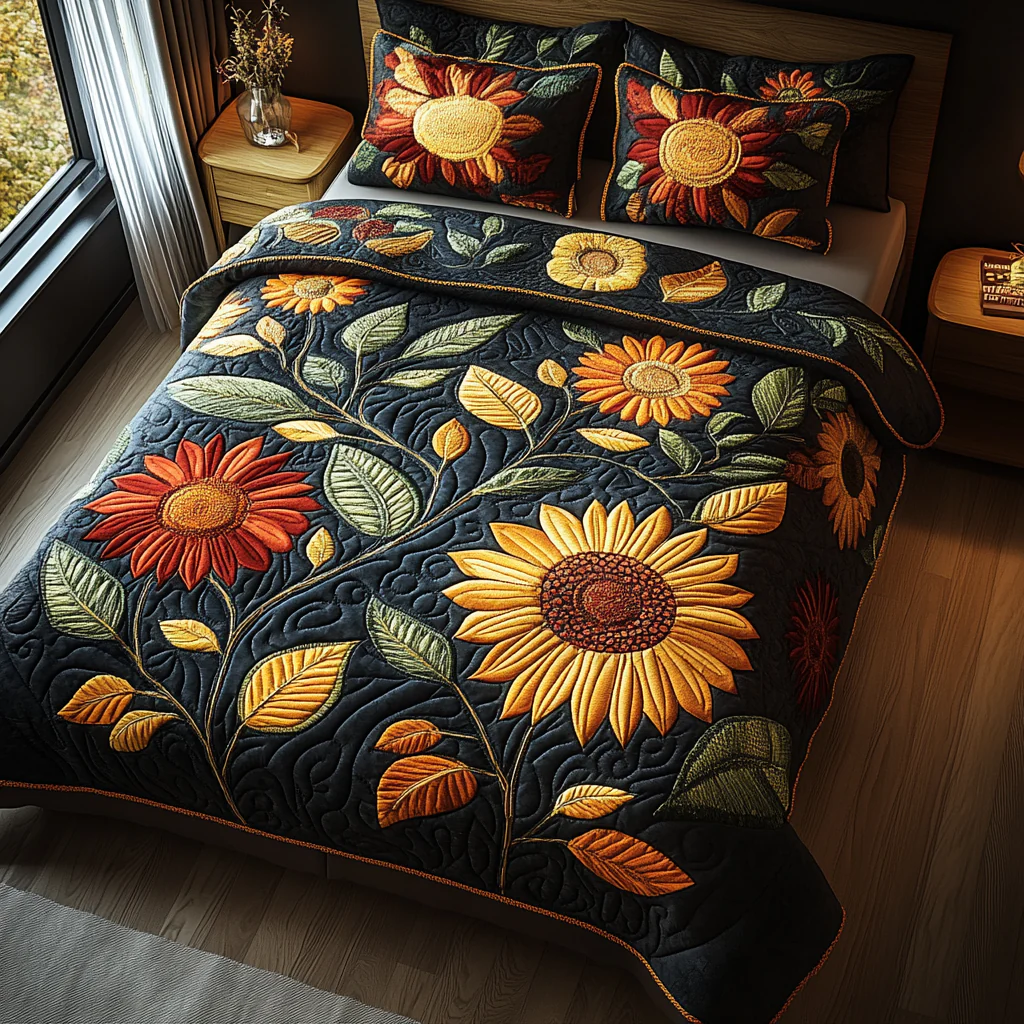 Amber Glow Quilted Bedding Set