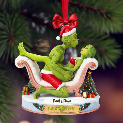 Naughty Green Couple - Personalized Couple Ornament