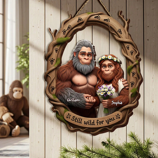 Bigfoot Couple Wood Sign - Personalized Xmas Gifts For Couple
