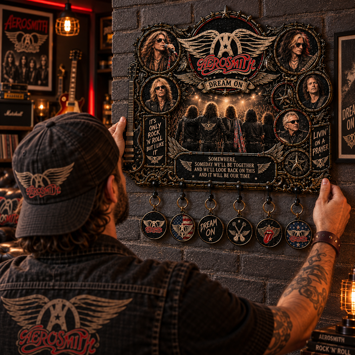 Aerosmith Dream On Vintage Rock Wall Key Holder – Music Legend Wall Key Rack