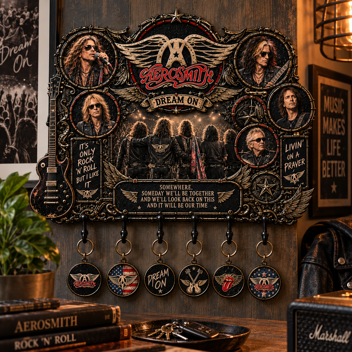 Aerosmith Dream On Vintage Rock Wall Key Holder – Music Legend Wall Key Rack