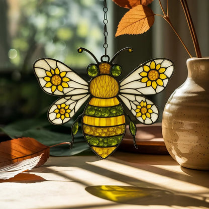 Bee Sunflower Acrylic Window Suncatcher