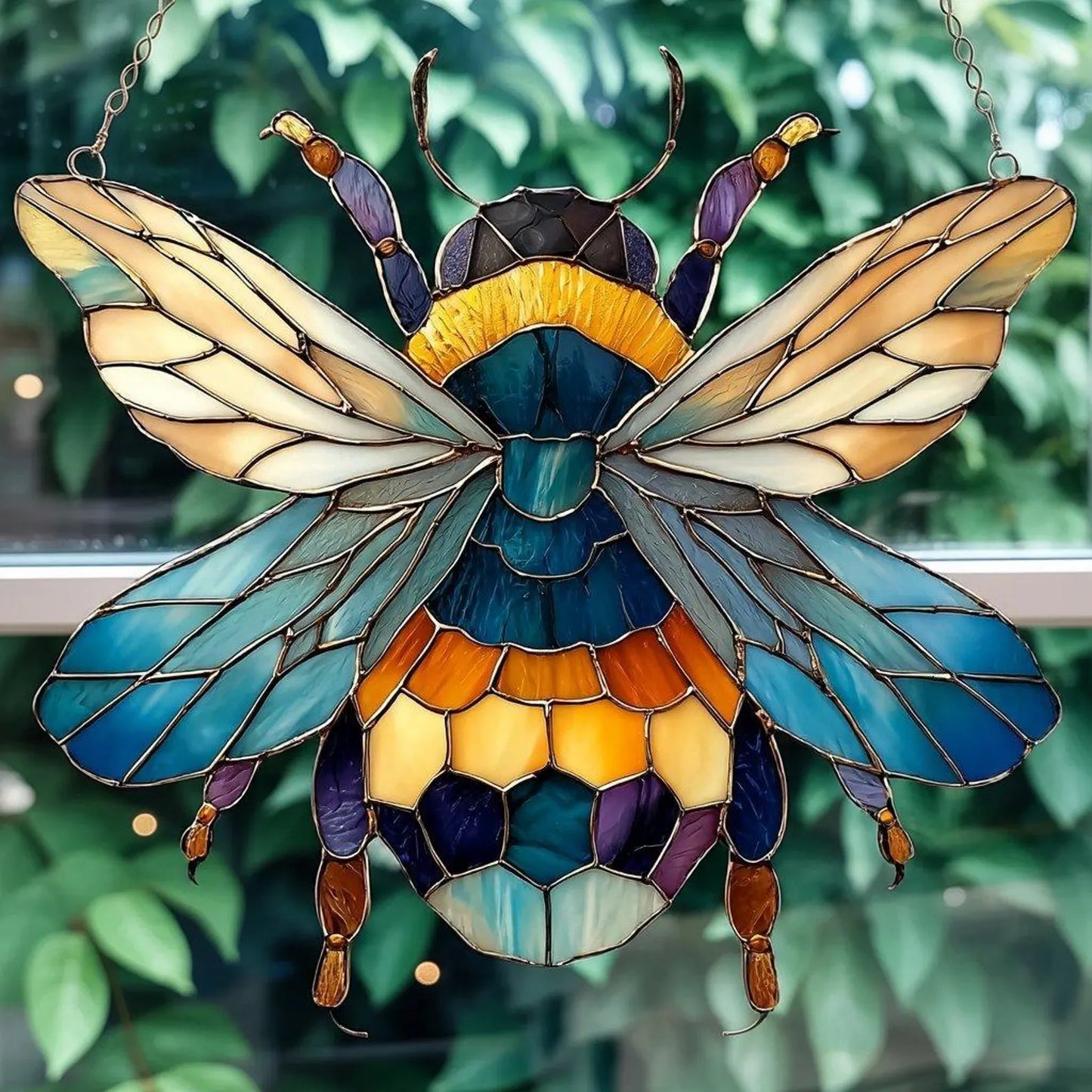 Bee Wildflowers Acrylic Window Suncatcher