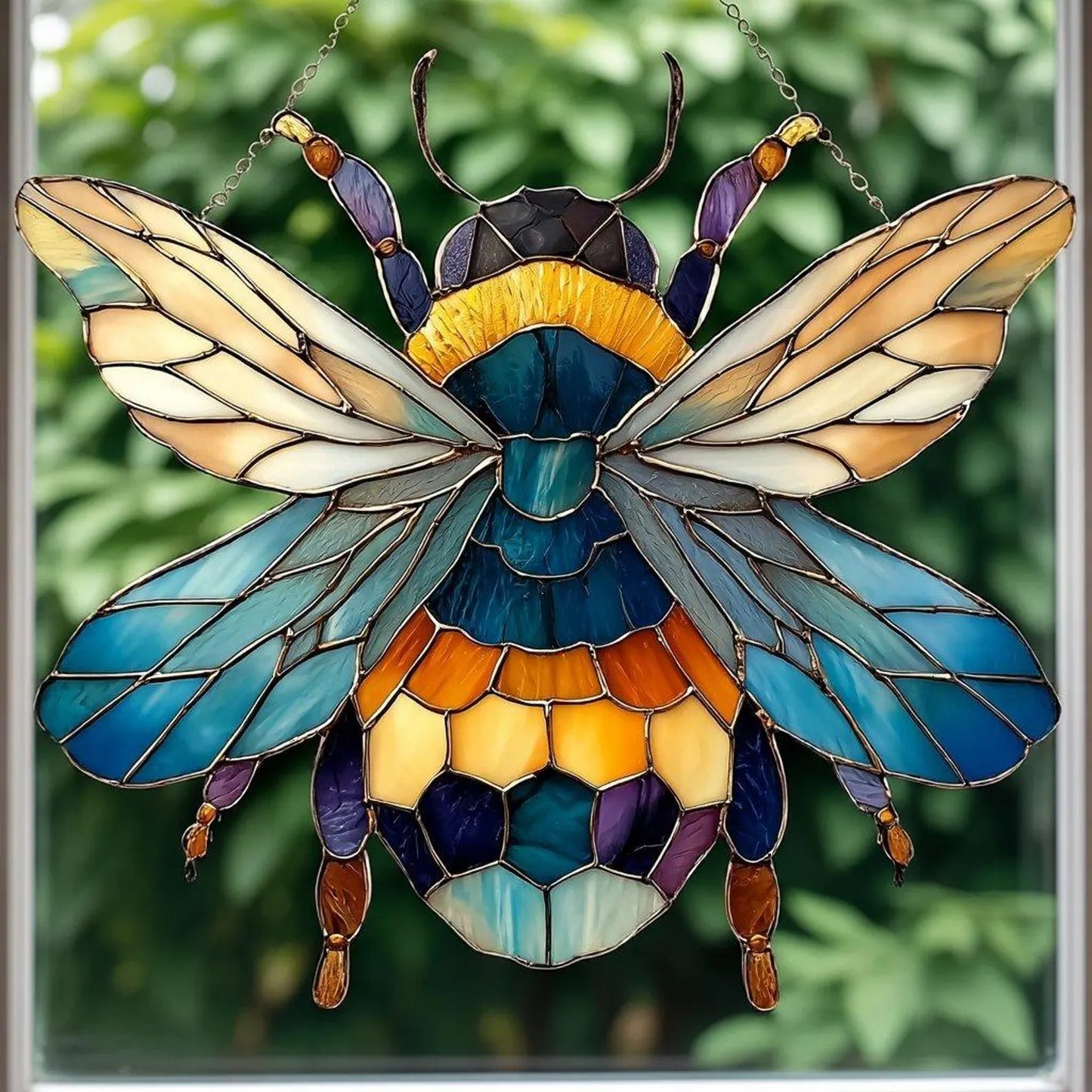 Bee Wildflowers Acrylic Window Suncatcher
