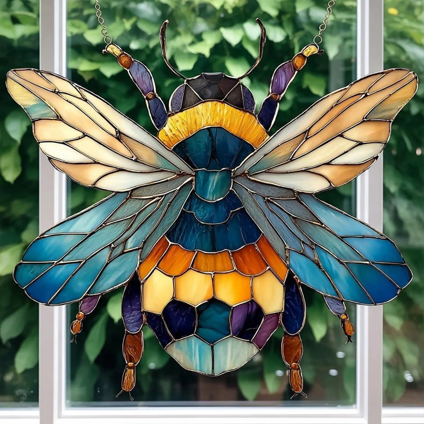 Bee Wildflowers Acrylic Window Suncatcher