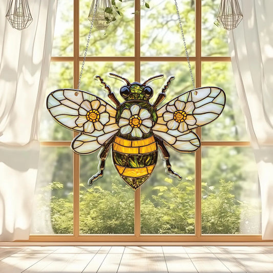Bee and Daisy Acrylic Window Hanging