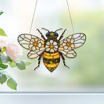 Bee and Daisy Acrylic Window Hanging