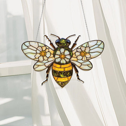 Bee and Daisy Acrylic Window Hanging