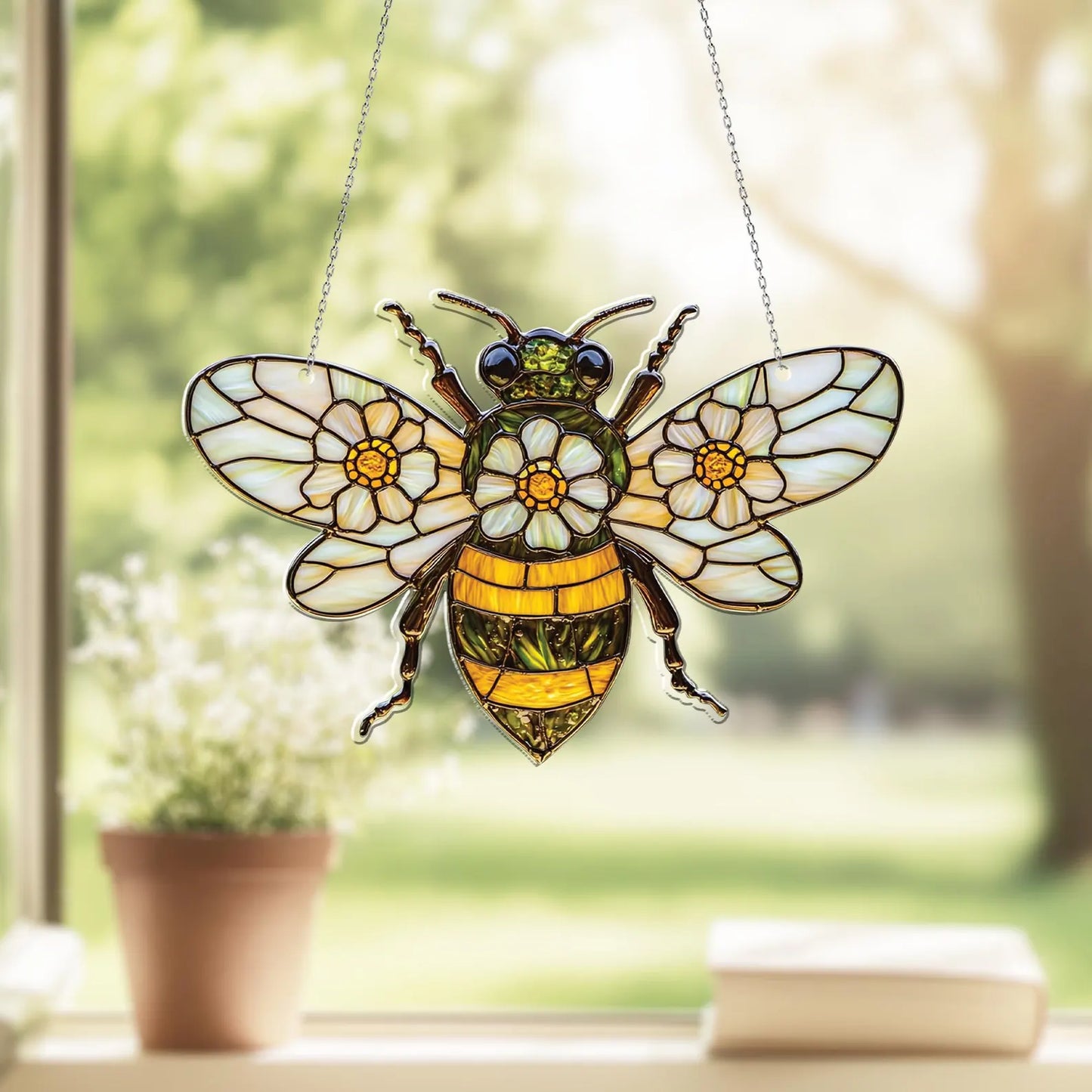 Bee and Daisy Acrylic Window Hanging