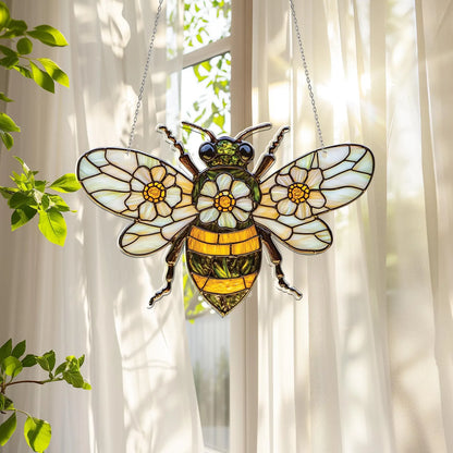 Bee and Daisy Acrylic Window Hanging