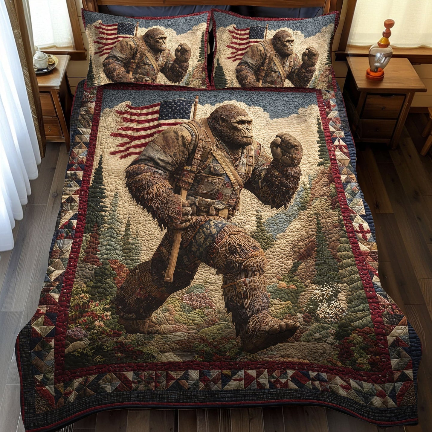 Bigfoot Freedom Walk Quilted Bedding Set