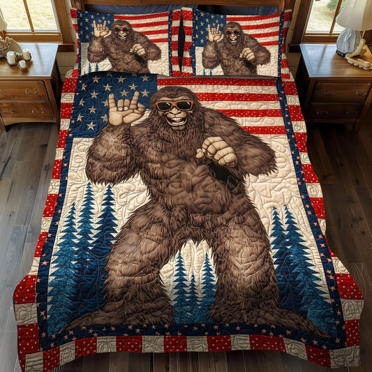 Bigfoot And The Flag Quilted Bedding Set