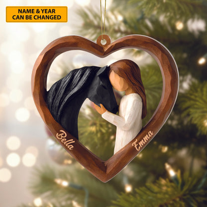 Personalized Horse Lover Heart Acrylic Ornament