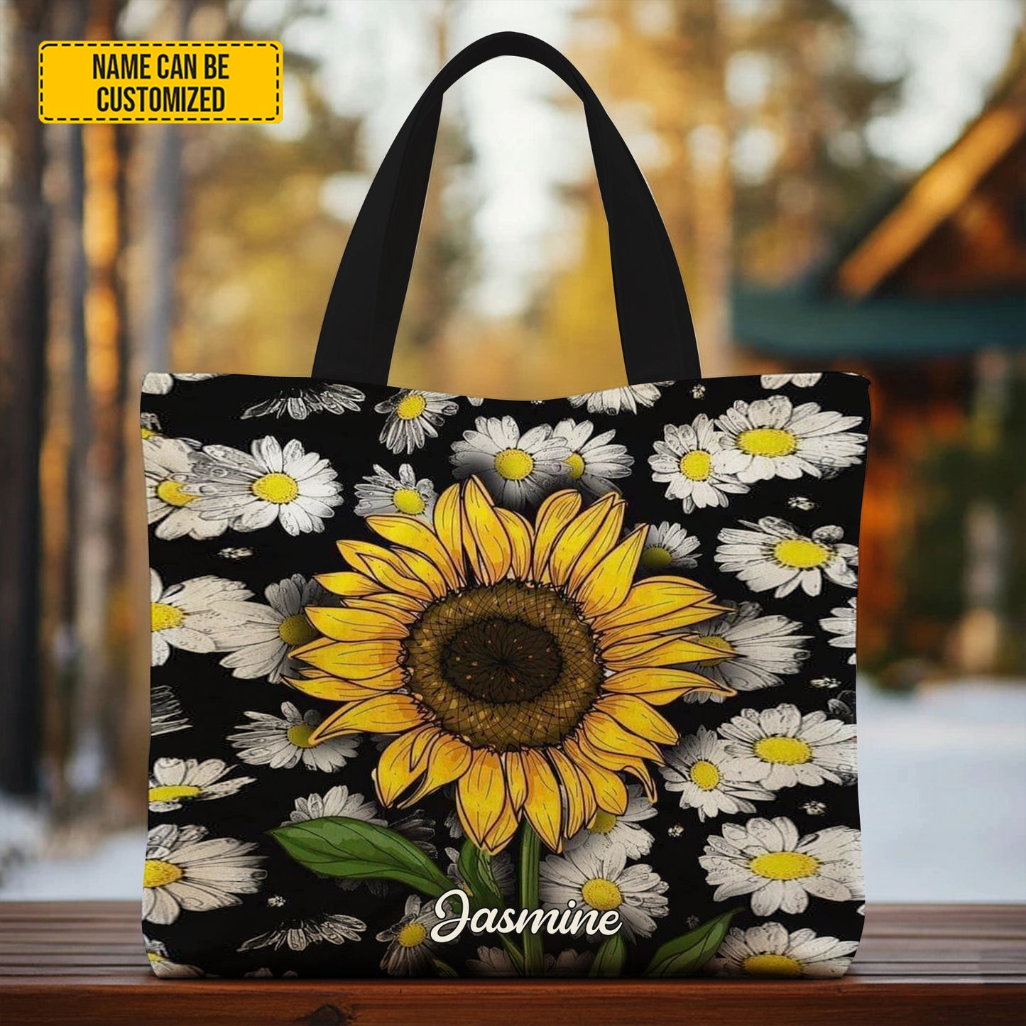 Personalized Sunflower & Daisy Tote Bag