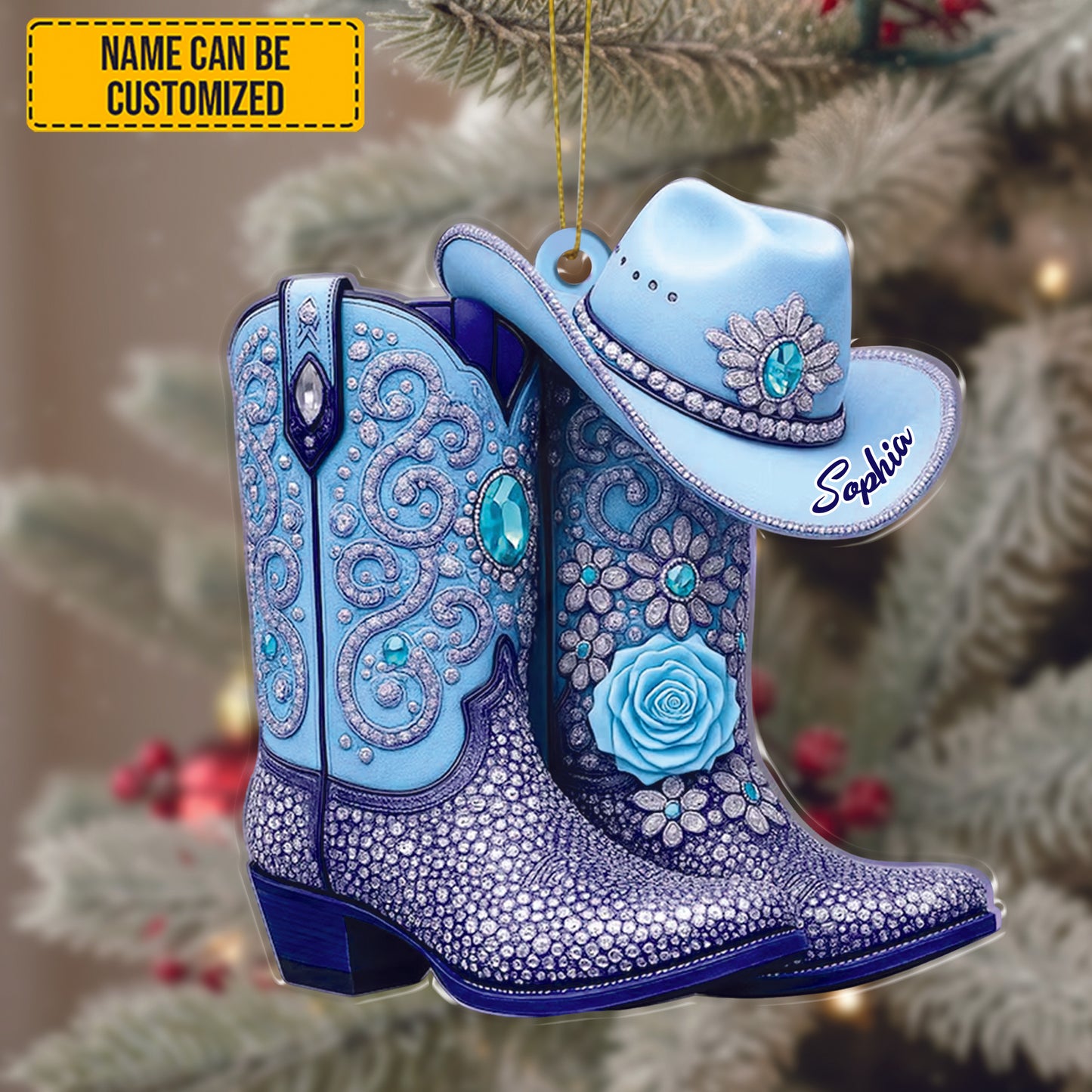 Personalized Cowgirl Boots Acrylic Ornament