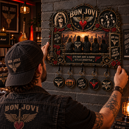 Bon Jovi Vintage Rock Wall Key Holder – Music Legend Wall Key Rack