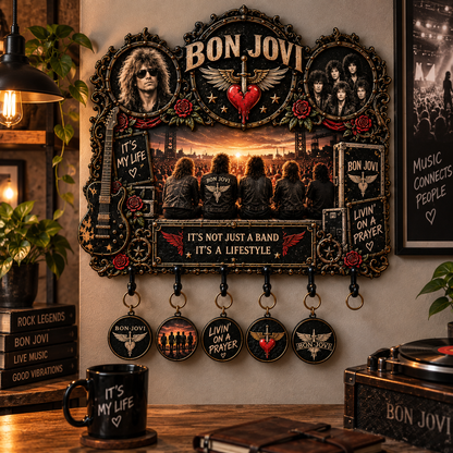 Bon Jovi Vintage Rock Wall Key Holder – Music Legend Wall Key Rack