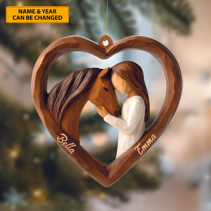 Personalized Horse Lover Heart Acrylic Ornament
