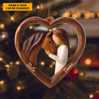 Personalized Horse Lover Heart Acrylic Ornament