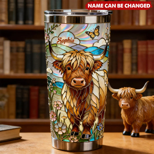 Personalized Cow Stained Glass Tumbler