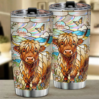 Personalized Cow Stained Glass Tumbler