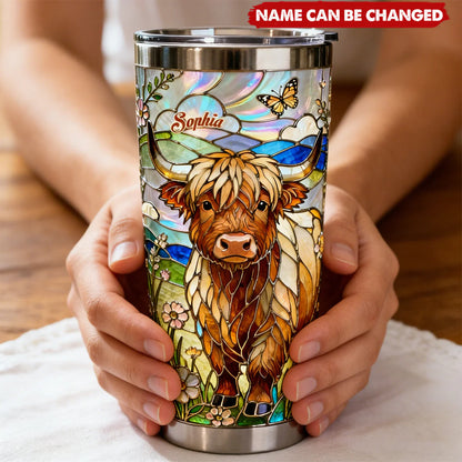Personalized Cow Stained Glass Tumbler