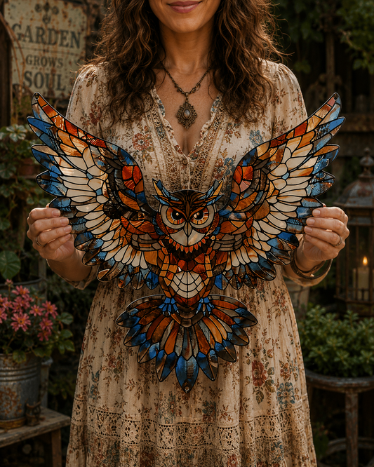 Beautiful Colorful Owl Metal Sign - Gift For Home Decor