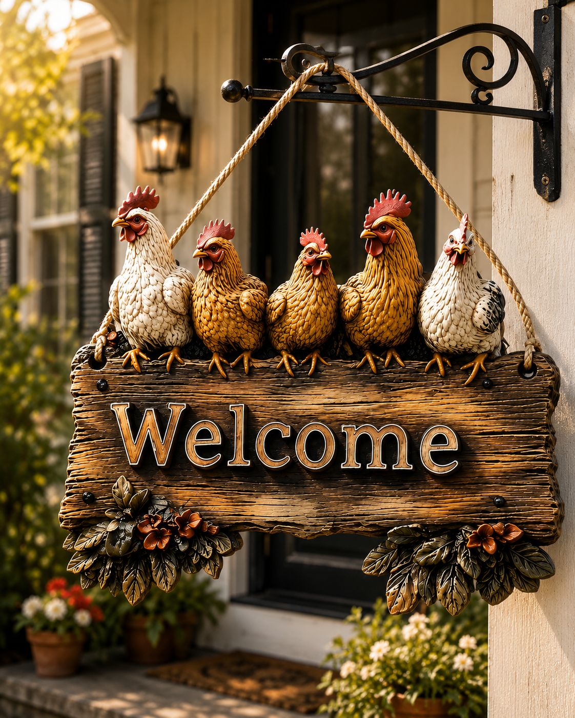 Chicken Coop Welcome Rustic Shaped Wood Sign – Farmhouse Gift For Chicken Lovers
