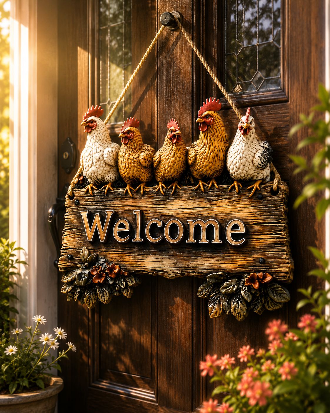 Chicken Coop Welcome Rustic Shaped Wood Sign – Farmhouse Gift For Chicken Lovers