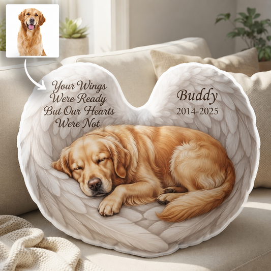Personalized Pet Memorial Angel Wings Shape Pillow