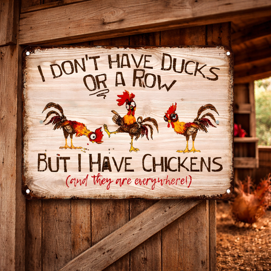 I Don't Have Ducks Or A Row - Funny Chicken Metal Sign