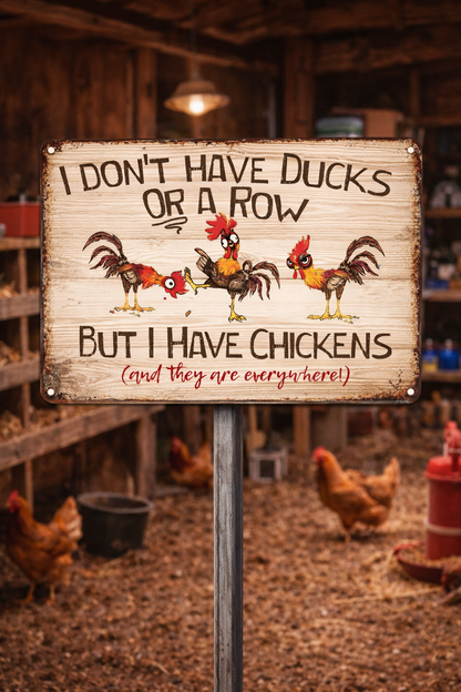 I Don't Have Ducks Or A Row - Funny Chicken Metal Sign