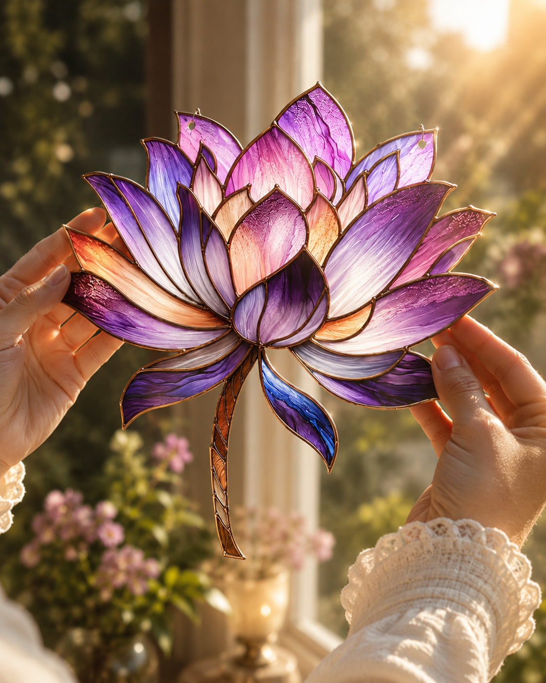 Purple Lotus Acrylic Window Hangings