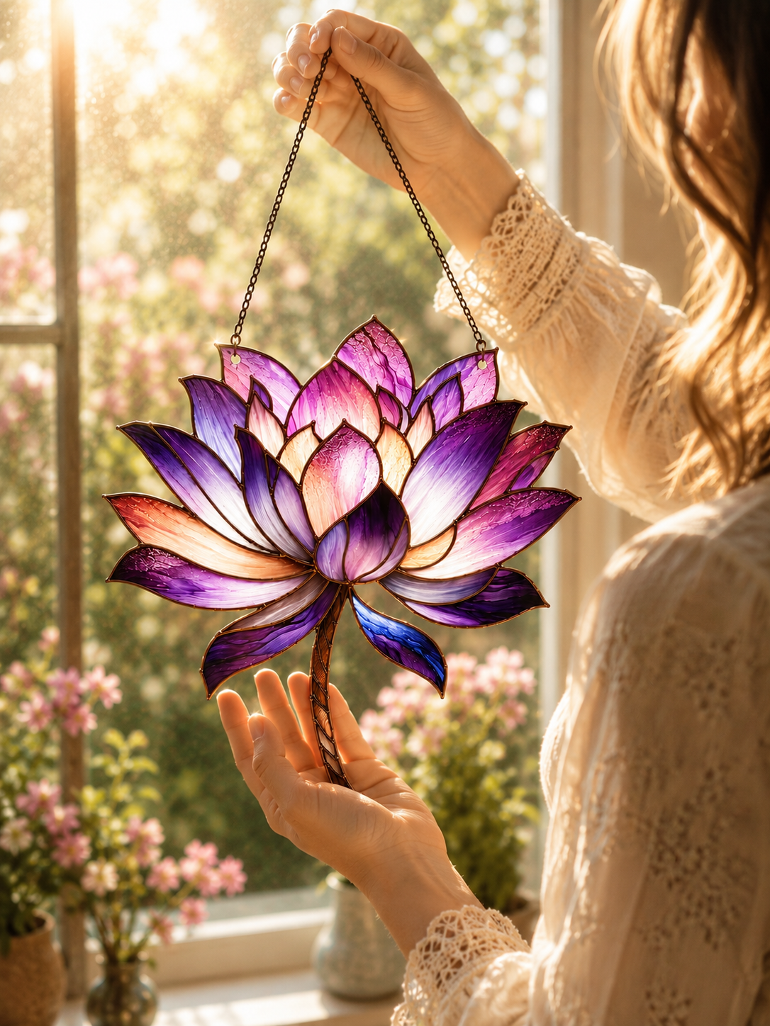 Purple Lotus Acrylic Window Hangings