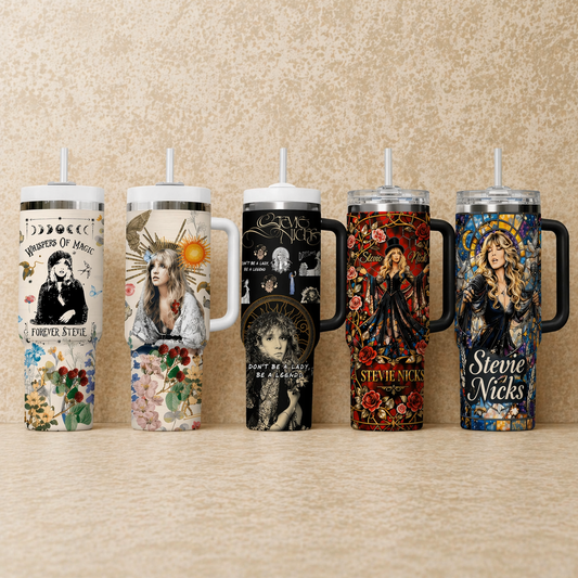 Gypsy Hippie Vintage Rock Floral Tumbler With Handle 40oz