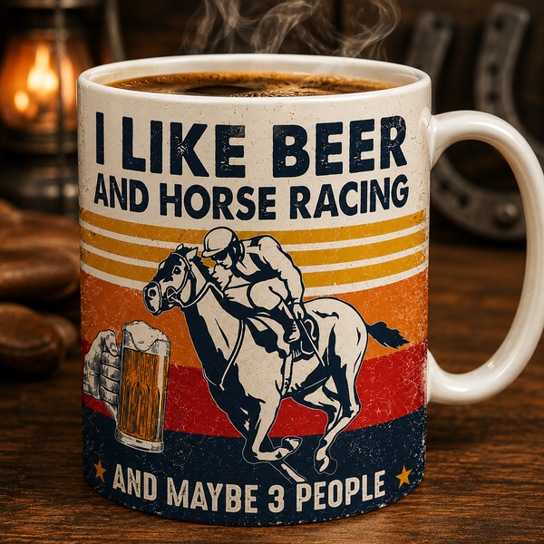 I Like Beer And Horse Racing Funny Vintage Mug