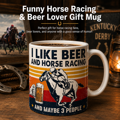 I Like Beer And Horse Racing Funny Vintage Mug