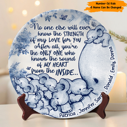 No One Else Will Ever Know - Personalized Mother Elephant Ceramic Round Plate