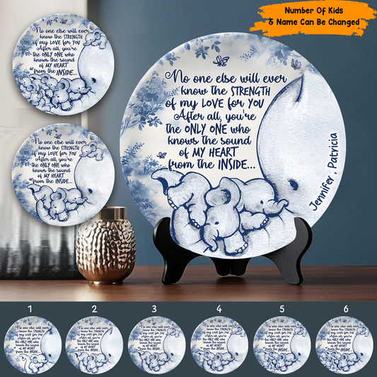 No One Else Will Ever Know - Personalized Mother Elephant Ceramic Round Plate