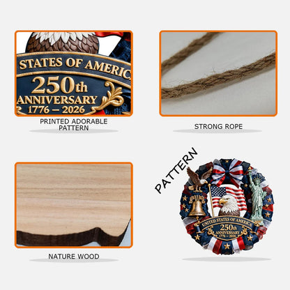 US 250th Anniversary - Personalized Patriot Custom Shaped Wood Sign - Gift For Home Decor
