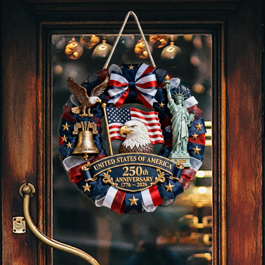 US 250th Anniversary - Personalized Patriot Custom Shaped Wood Sign - Gift For Home Decor
